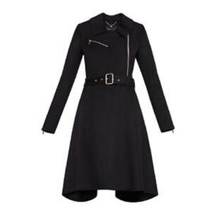 NET BCBGMAXAZRIA BLACK RYAN WOOL BLEND TRENCH COAT SZ XXSMALL